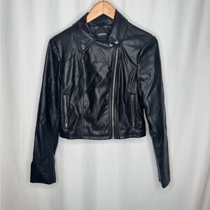Express Women's Sleek Black Leather Moto Jacket